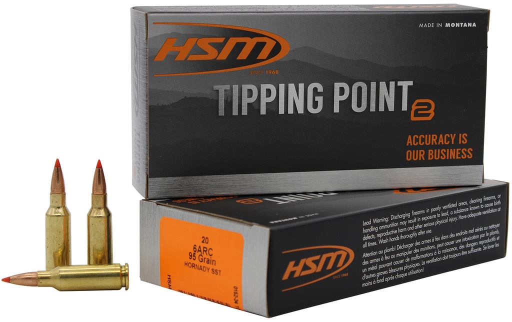 HSM AMMUNITION TIPPING POINT 2 6MM ARC 95GR SST 20/25