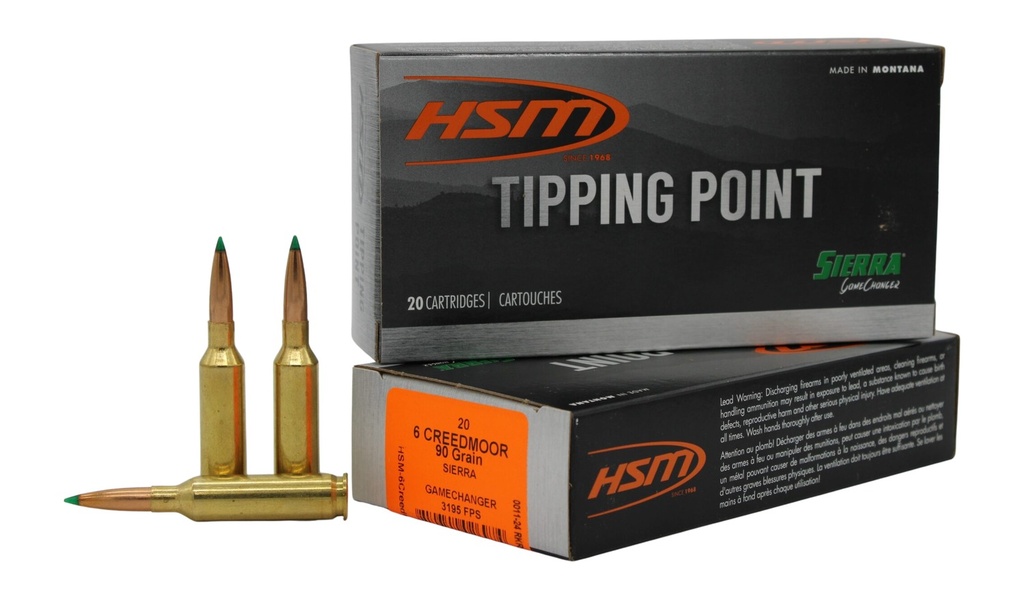 HSM AMMUNITION TIPPING POINT 6MM CREED 90GR SIE GC 20/25