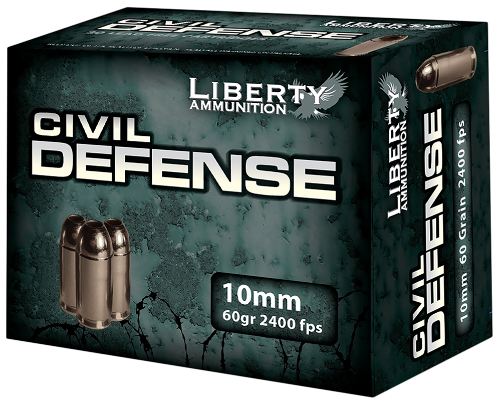 LIBERTY AMMUNITION AMMO CIVIL DEFENSE 10MM 60GR COPPER 20/50