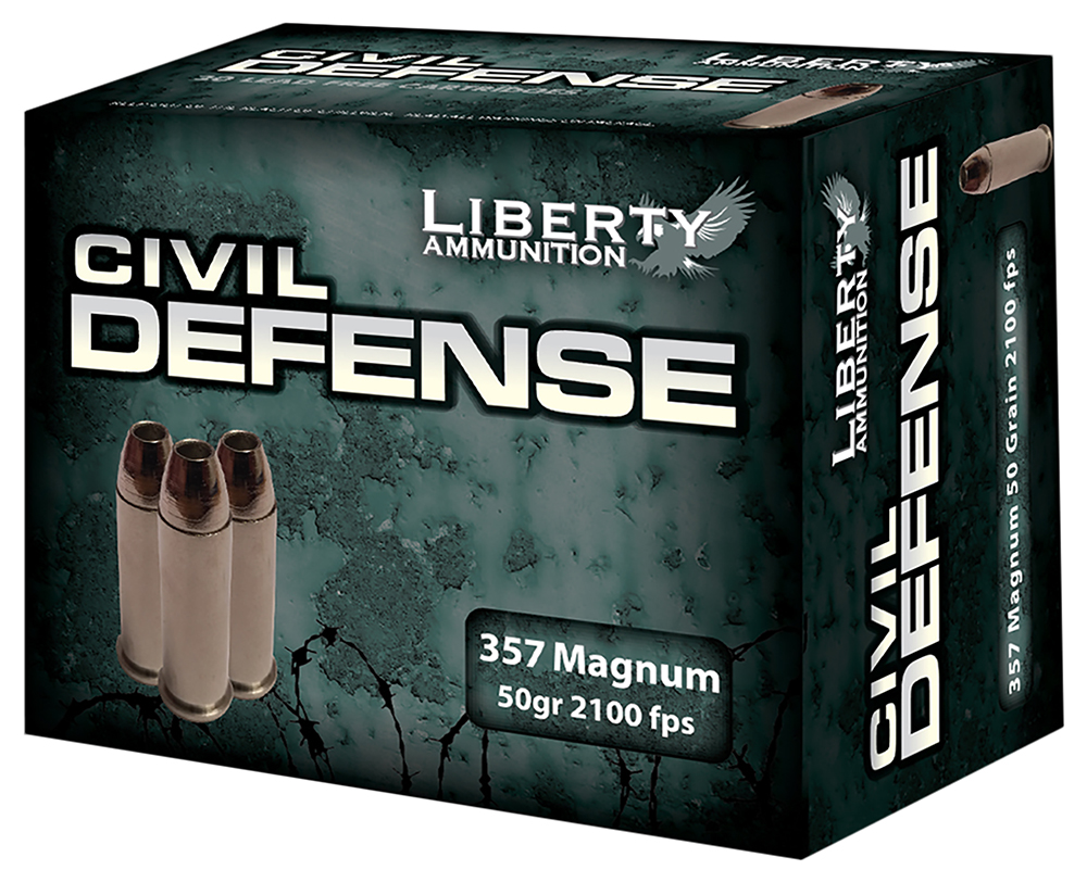 LIBERTY AMMUNITION AMMO CIVIL DEFENSE 357MAG COPPER 50GR 20/50