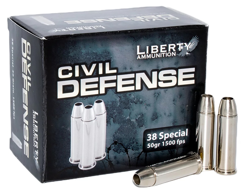 LIBERTY AMMUNITION AMMO CIVIL DEFENSE 38SPL COPPER 50GR 20/50