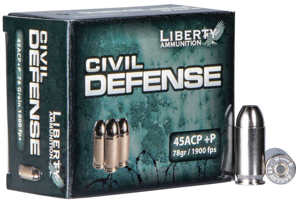 LIBERTY AMMUNITION AMMO CIVIL DEFENSE 45ACP 78GR HP 20/50