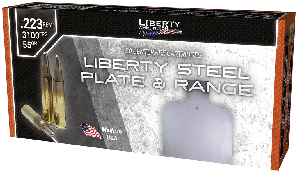 LIBERTY AMMUNITION AMMO STEEL PLATE RANGE 223REM 55GR 20/50