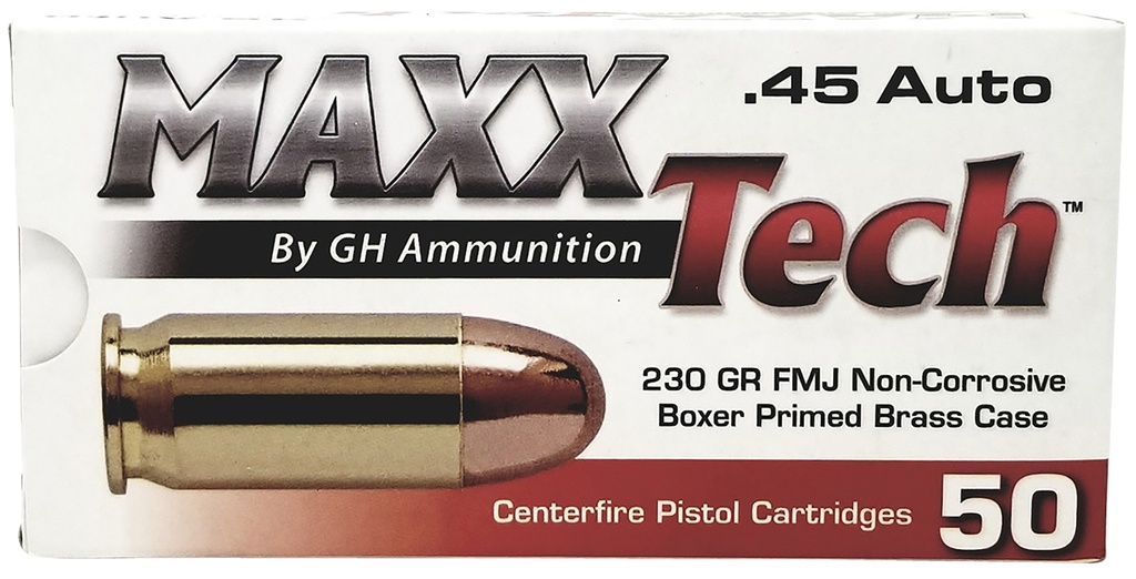 MAXXTECH 45ACP 230GR FMJ BRASS 50/10