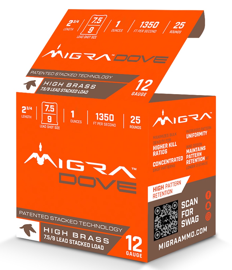 MIGRA AMMUNITIONS DOVE 12GA 2.75 1OZ #7.5-9 25/10