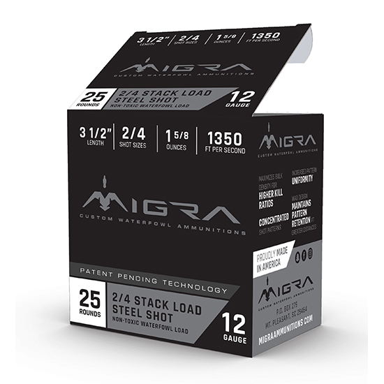 MIGRA AMMUNITIONS STAXD STEEL 12GA 3.5 1-3/8OZ #2-4 25/10