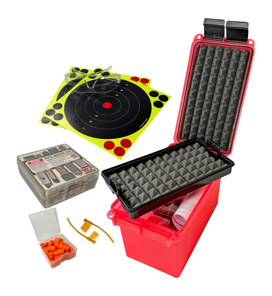 MTM PISTOL RANGE KIT CLEAR RED