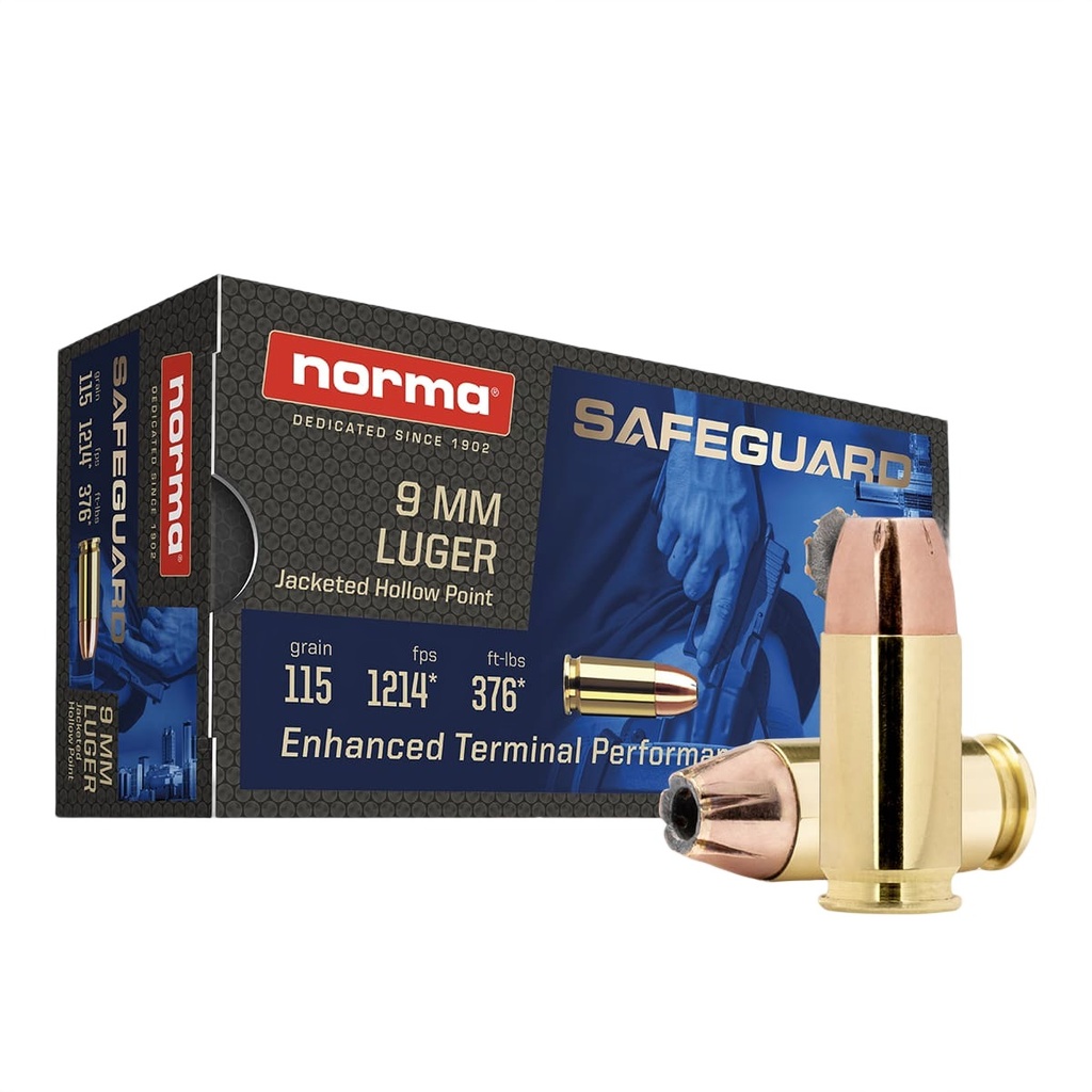 NORMA SAFEGUARD 9MM 115GR JHP 50/20