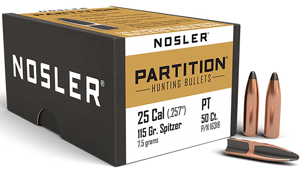 NOSLER 25CAL .257 115GR SP PTN 50/3
