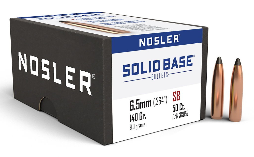 NOSLER SOLID BASE 6.5MM 140GR SP 50/3
