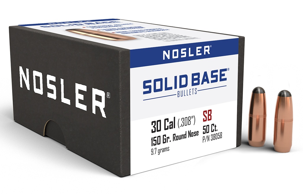NOSLER SOLID BASE 30CAL 150GR RN C460  50/3