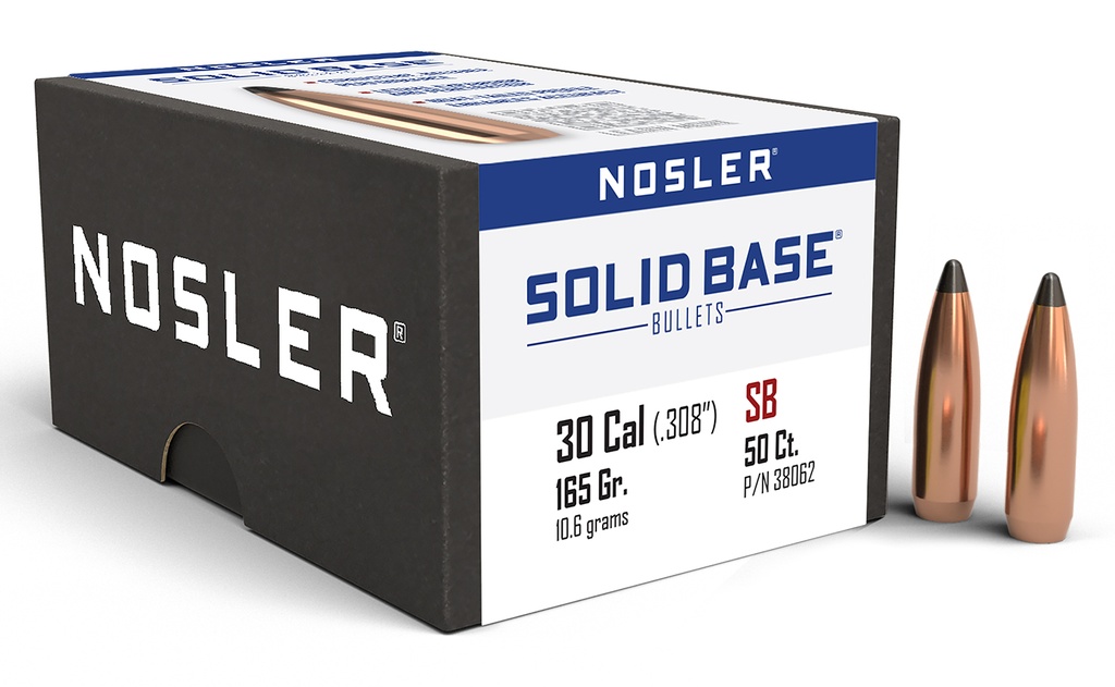 NOSLER SOLID BASE 30CAL 165GR SP 50/3