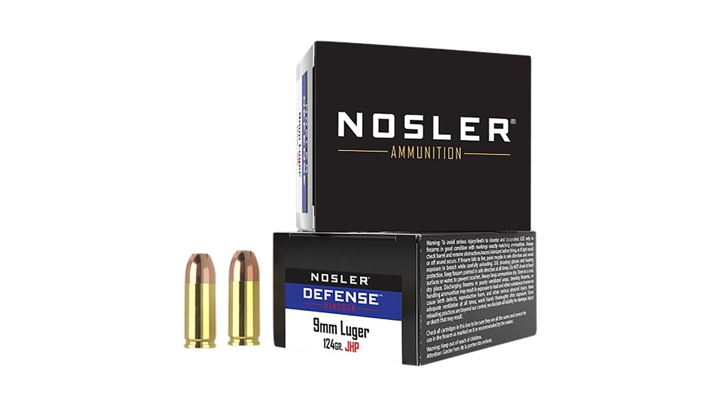 NOSLER AMMO 9MM +P 124GR BONDED JHP 20/10
