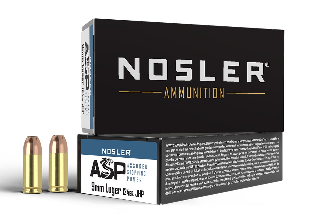 NOSLER AMMO 9MM 124GR JHP ASP 50/10
