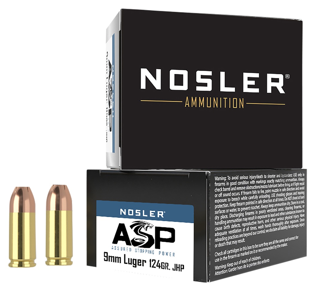 NOSLER AMMO 9MM 124GR JHP ASP 20/20