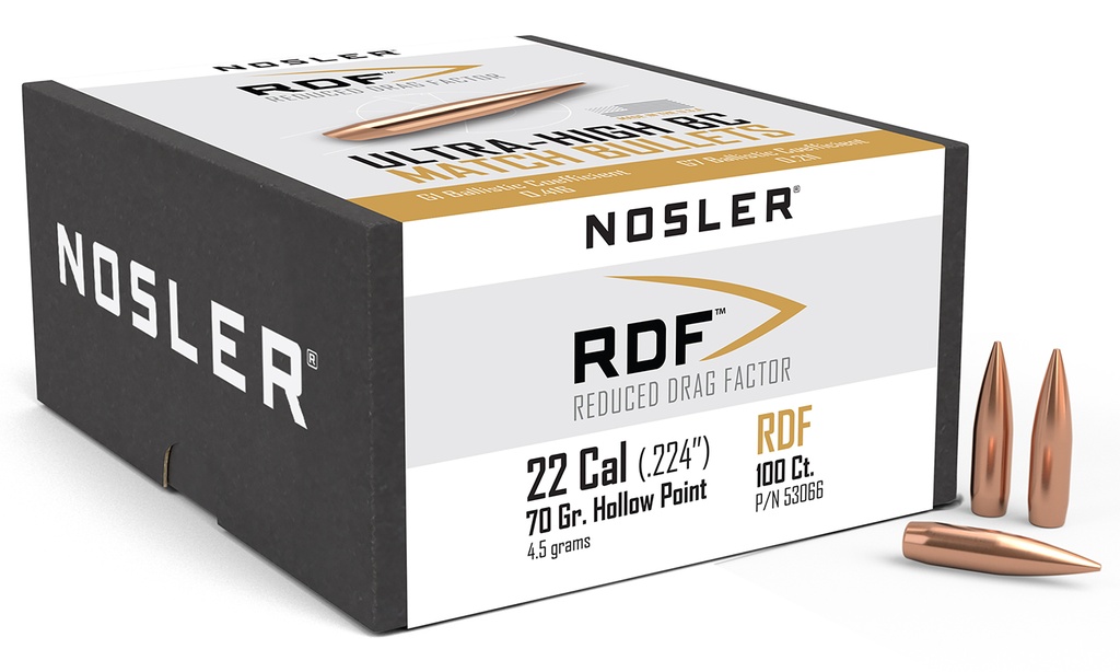 NOSLER 22CAL 70GR HPBT RDF 100/3