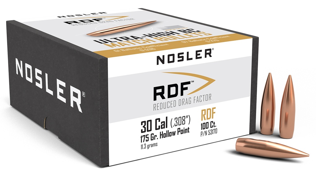 NOSLER 30CAL 175GR HPBT RDF 100/3