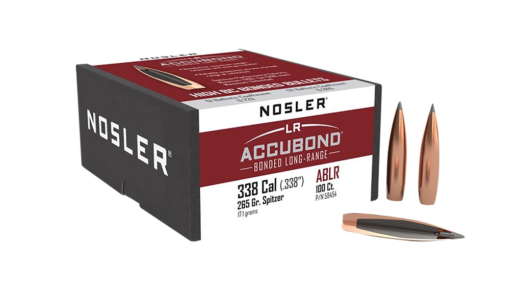 NOSLER 338CAL 265GR ABLR 100/3