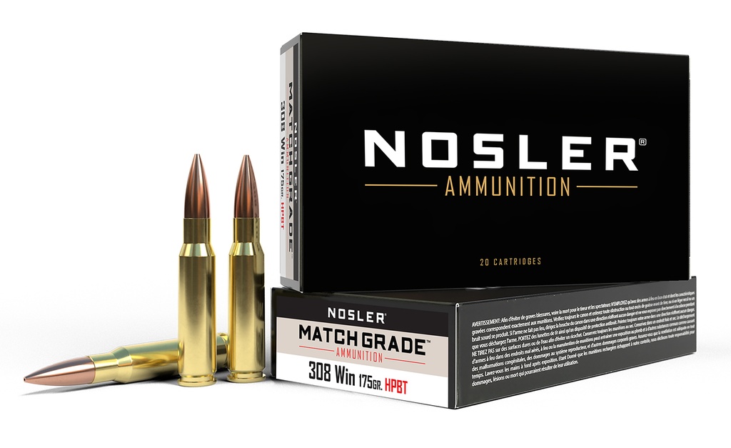 NOSLER AMMO 308WIN 175GR MATCH HPBT 20/10