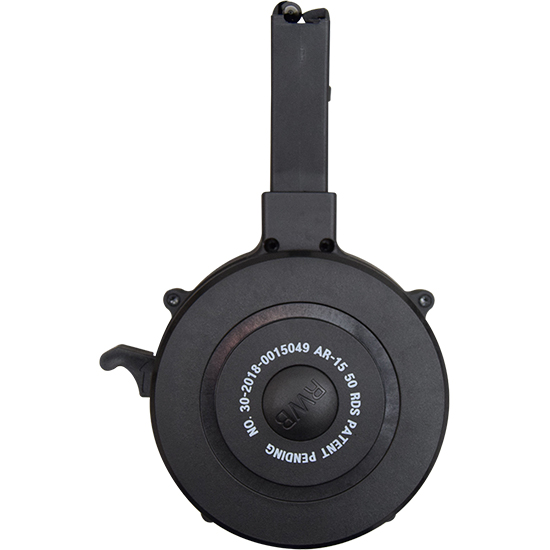 RED WHITE & BLUE SINGLE DRUM MAG AR15 50RD BLACK POLYMER (20)