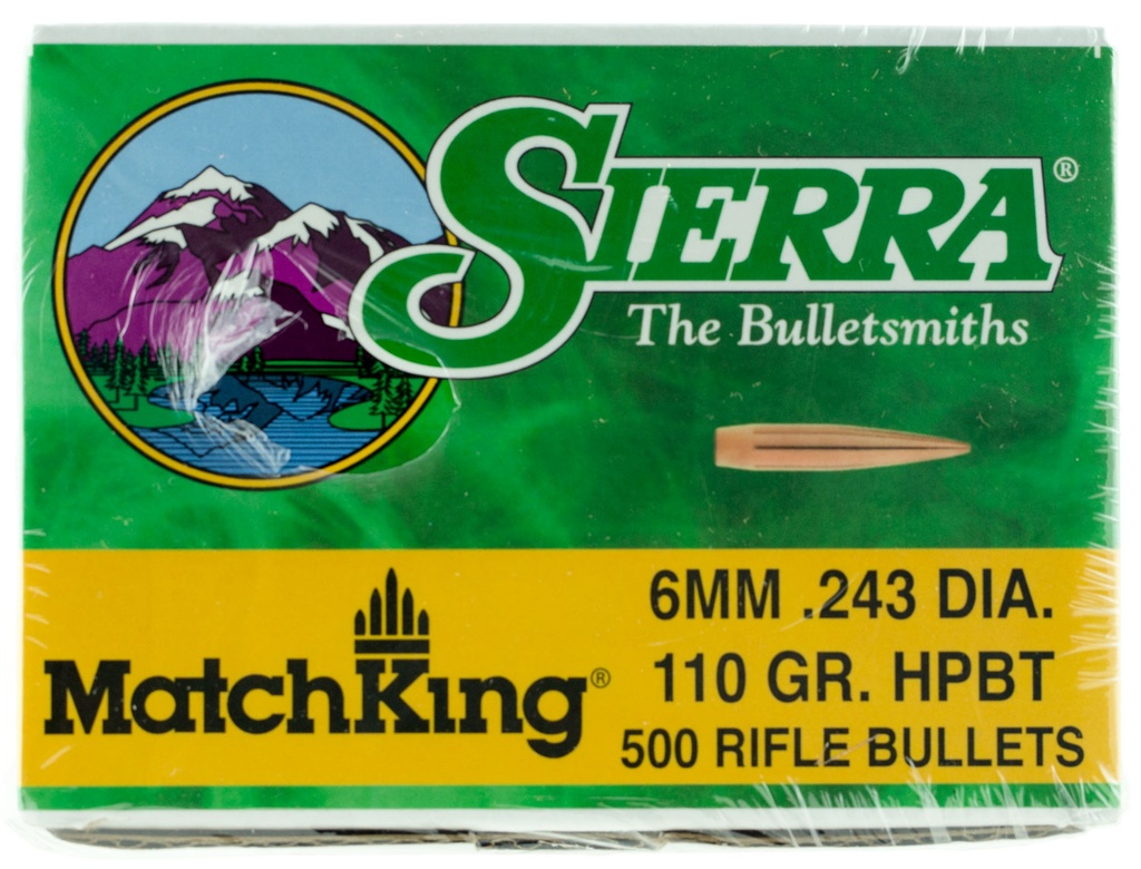 SIERRA BULLETS 6MM 243CAL 110GR HPBT MATCH .243 500/BOX