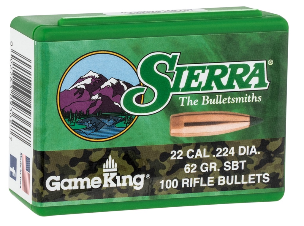 SIERRA BULLETS 22CAL 62GR SBT GAMEKING 100/BOX