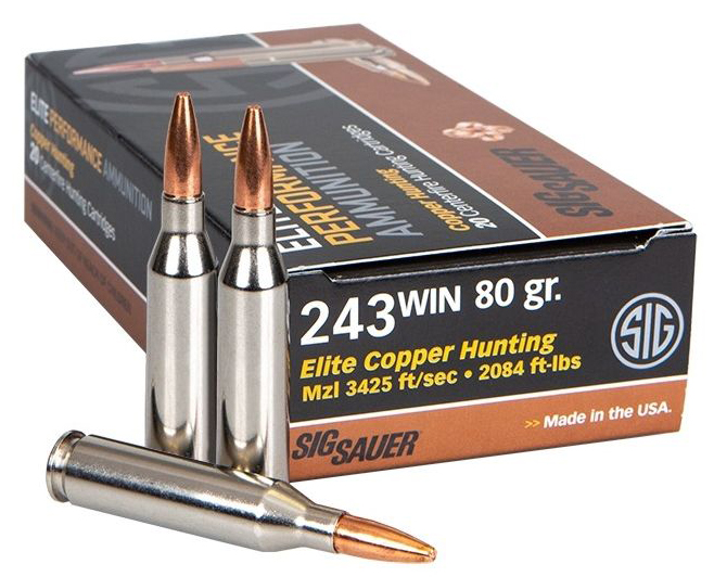 SIG SAUER AMMO 243WIN 80GR ELITE COPPER 20/10