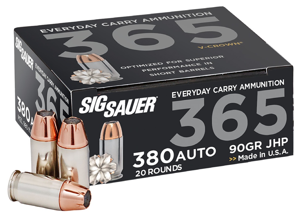 SIG SAUER AMMO 380ACP 90GR ELITE V-CROWN JHP 20/10