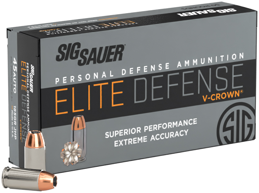 SIG SAUER AMMO 45ACP 185GR ELITE V-CROWN JHP 50/10