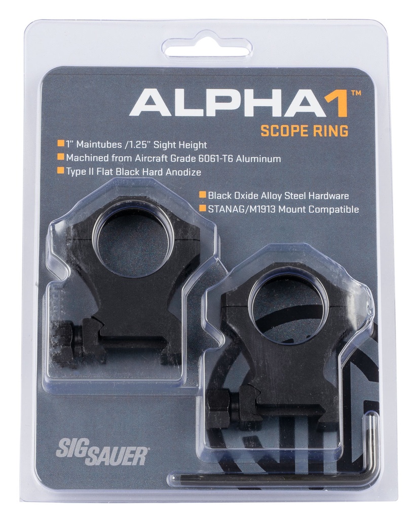 SIG SAUER ALPHA1 1 EXTRA HIGH RINGS ALUM MATTE BLACK