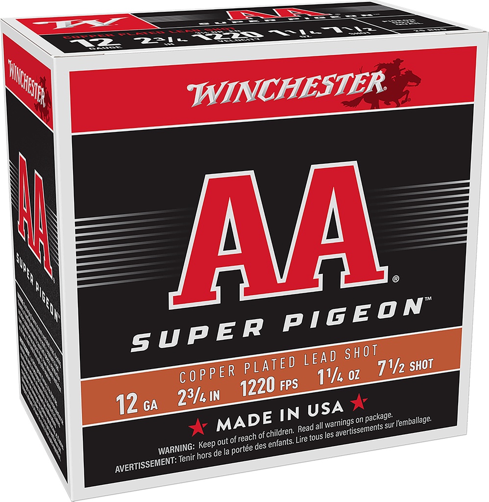 WINCHESTER AMMO AA SUPER PIGEON 12GA 2.75 1-1/4OZ #7.5 25/10