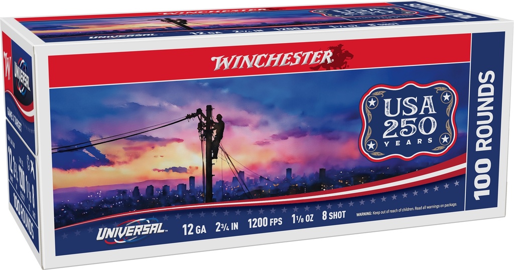 WINCHESTER AMMO UNIVERSAL 250TH 12GA 2.75 #8 1-1/8OZ 200RD