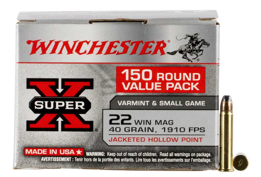 WINCHESTER AMMO SUPER-X 22MAG 40GR JHP 150/10