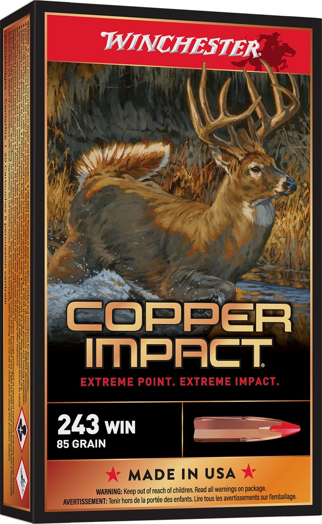 WINCHESTER AMMO COPPER IMPACT 243WIN 85GR LF 20/10