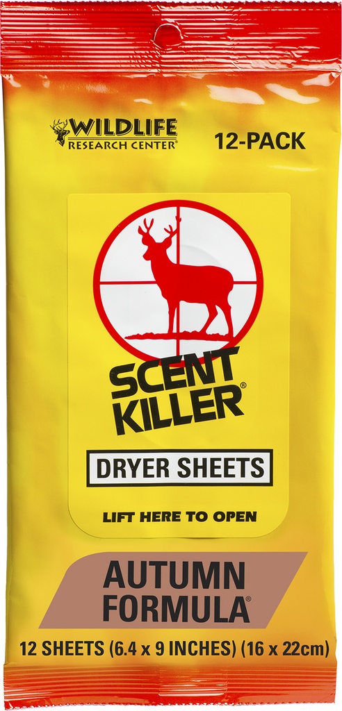 WILDLIFE RESEARCH SCENT KILLER DRYER SHEETS AUTUMN 12PK