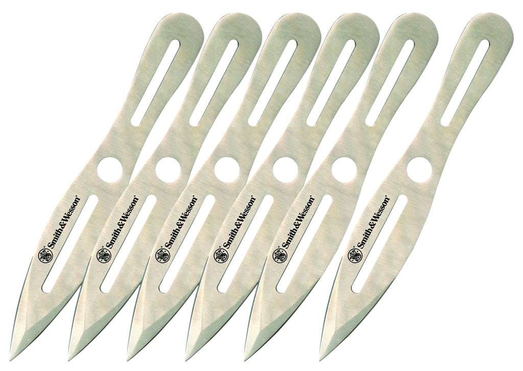 SW Knives Smith & Wesson Knives SWTK8CP Bullseye Throwing Knives 4.50" Fixed Spear Point Plain 2Cr13MoV SS Blade, 2Cr13 Stainless Handle, 8" OAL, 6 Pack