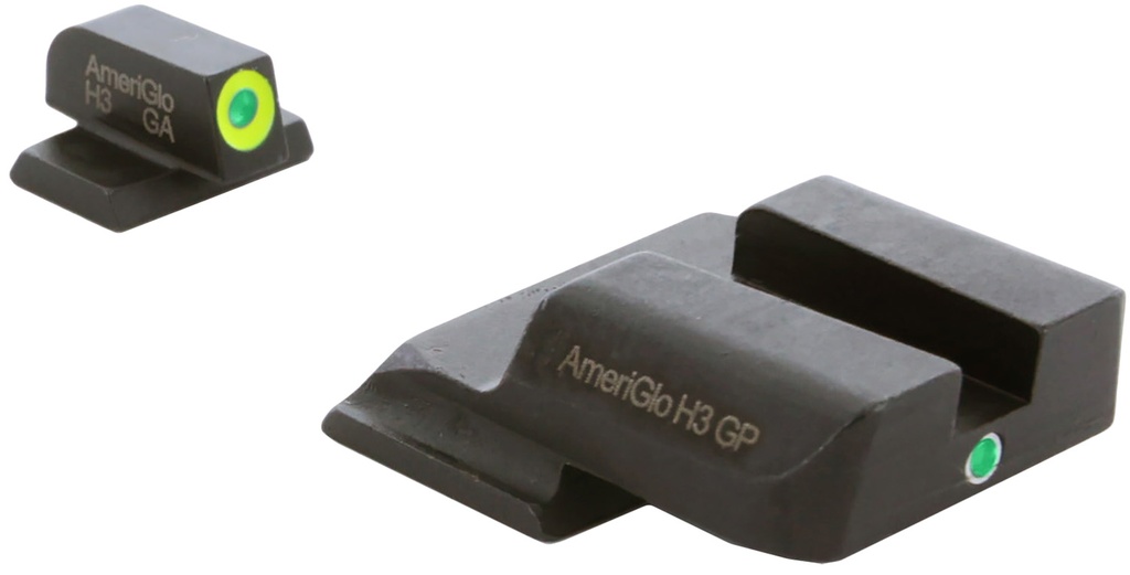 AmeriGlo SW301 i-Dot Sight Set for Smith & Wesson M&P  Green Tritium LumiGreen Outline Front Sight-Green Tritium Rear Sight