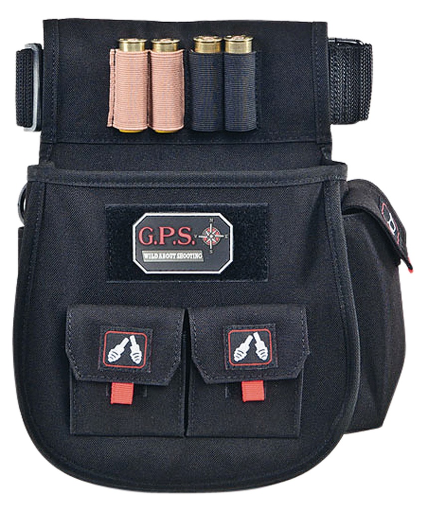 G*Outdoors GPS Bags 1094CSP Deluxe Double Shotshell Pouch Black Polyester Waist Mount 30-52" Belt