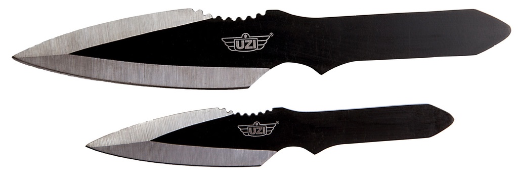 Uzi Accessories UZKTRW002 Throwing Knives  Fixed Spear Point Plain Black Stainless Steel Blade Black Stainless Steel Handle Includes