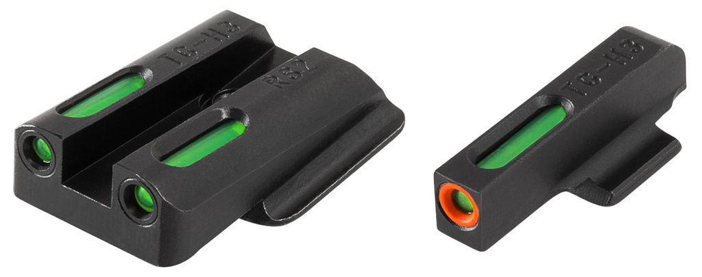 TruGlo TG13RS2PC TFX Pro  Black | Green Tritium & Fiber Optic Orange Outline Front Sight Green Tritium & Fiber Optic Rear Sight