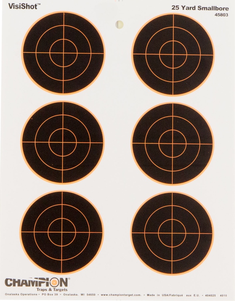 Champion Targets 45803 VisiShot  Bullseye Paper Hanging 25 yds Small Bore Rifle 8.50" x 11" Black/White 10 Pack