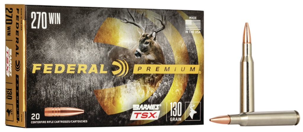 Federal P270L Premium  270Win 130gr Barnes TSX 20 Per Box/10 Case