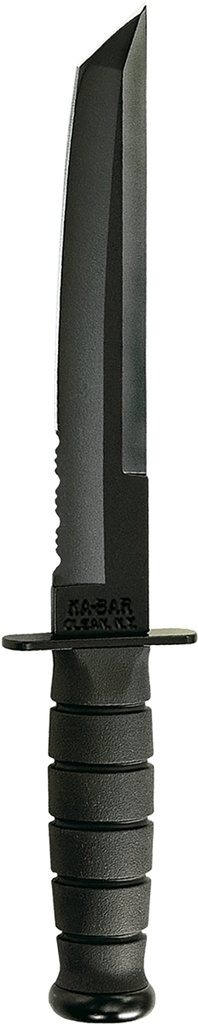 Ka-Bar 1245 Tanto  8" Fixed Tanto Part Serrated Black 1095 Cro-Van Blade, Black Kraton G Handle, Includes Sheath