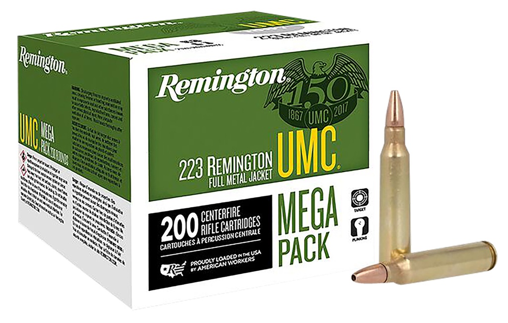 Remington Ammunition 23775 UMC Mega Pack 223Rem 45gr Jacketed Hollow Point 200 Per Box/4 Case
