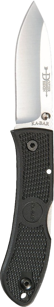 Ka-Bar 4062 Dozier Hunter 3" Folding Drop Point Plain AUS-8A SS Blade, Black Zytel Handle, Includes Pocket Clip