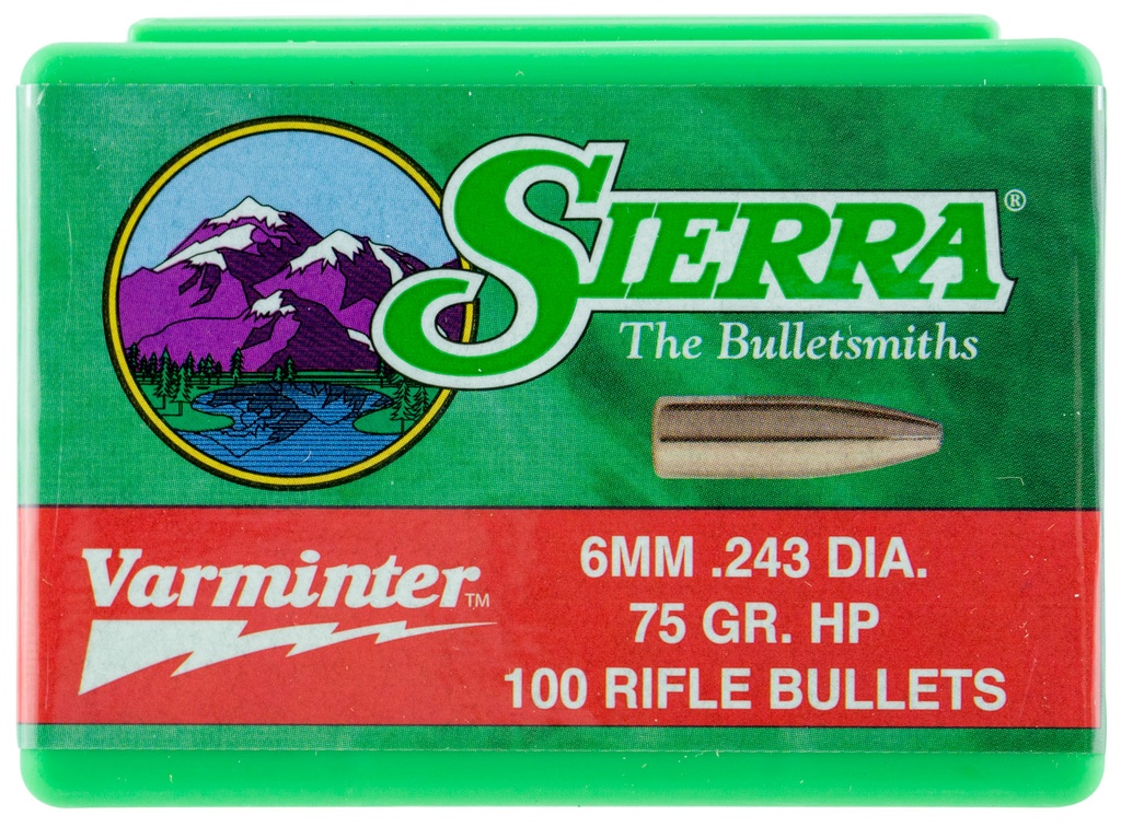 Sierra 1510 Varminter  6mm 75gr Hollow Point 100/Box