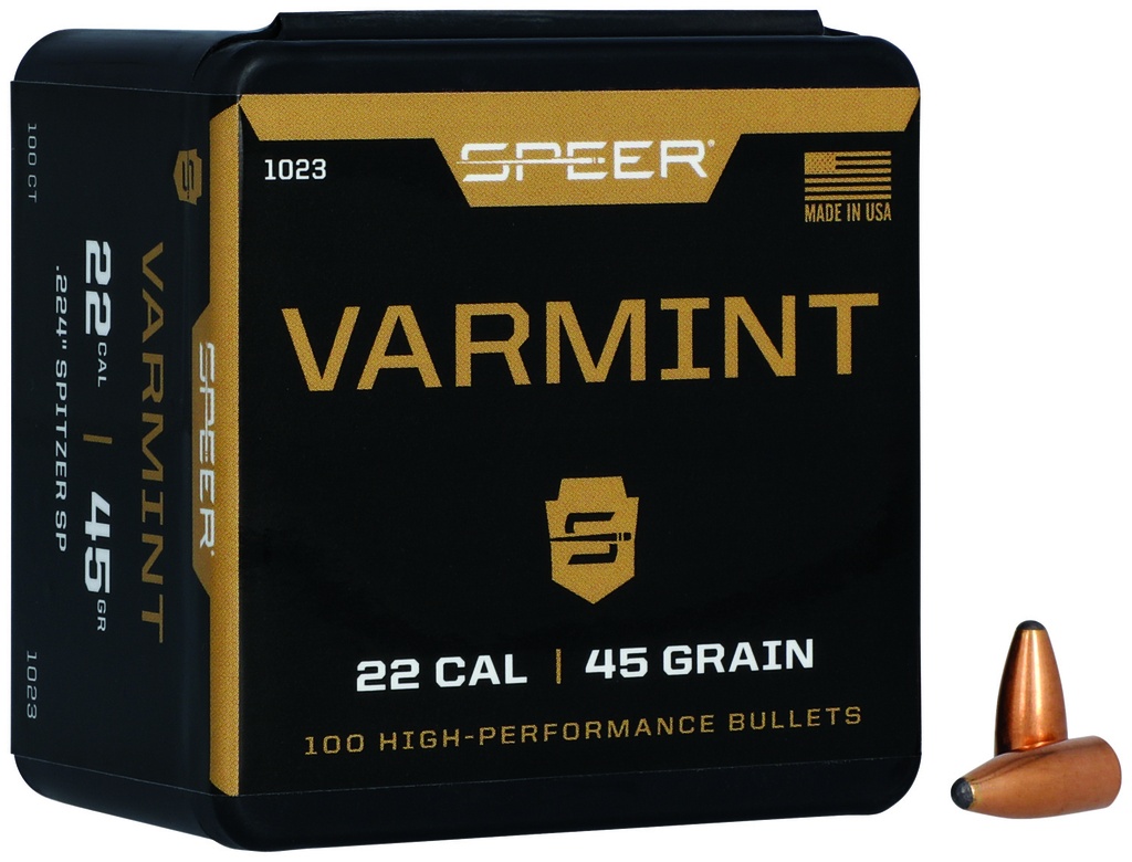Speer 1023 Varmint  22Cal 45gr Jacketed Soft Point 100 Per Box/5 Case