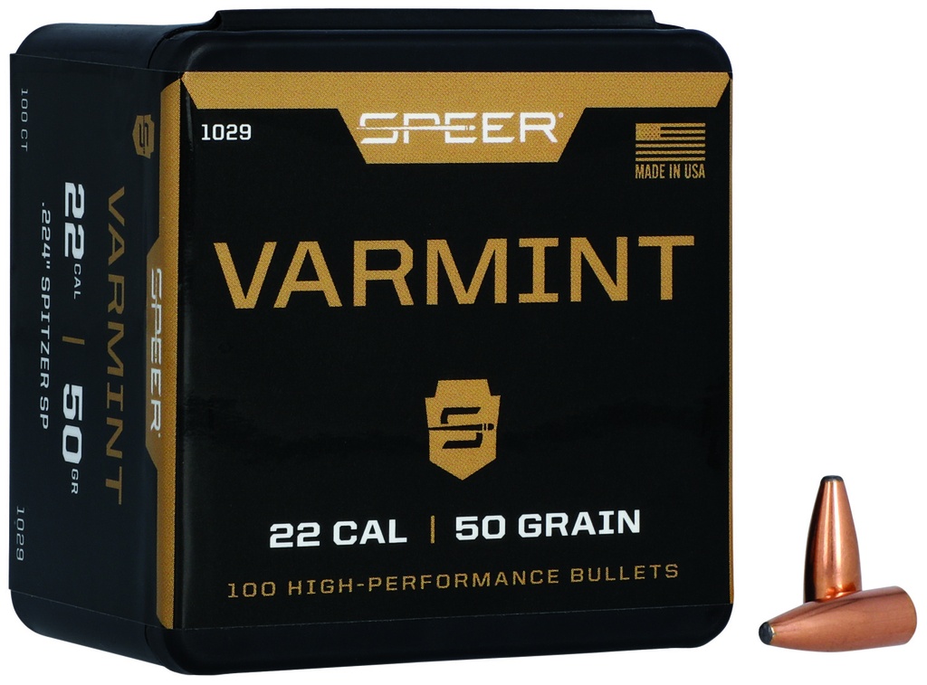 Speer 1029 Varmint  22Cal 50gr Jacketed Soft Point 100 Per Box/5 Case