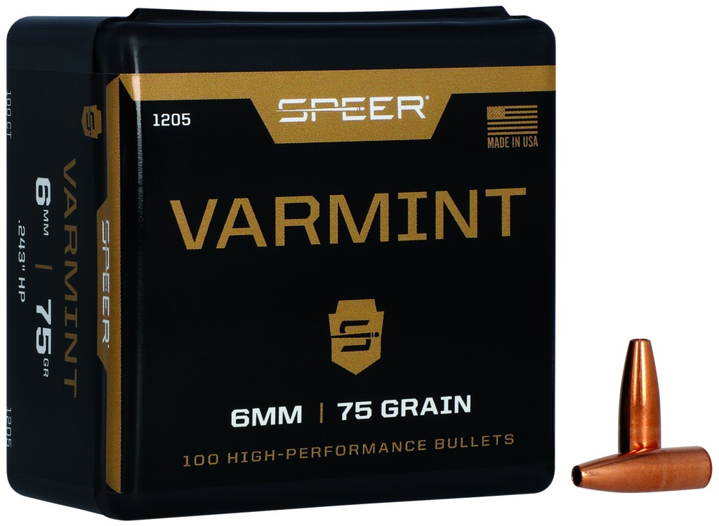 Speer 1205 Varmint  6mm 75gr Jacketed Hollow Point 100 Per Box/5 Case