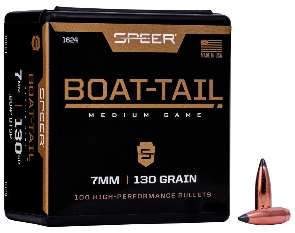 Speer 1624 Boat-Tail  7mm 130gr Jacketed Soft Point Boat Tail 100 Per Box/5 Case